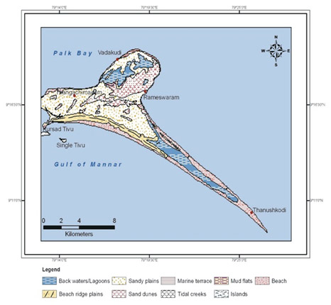 Coastal geomorphology around Rameswaram Island
