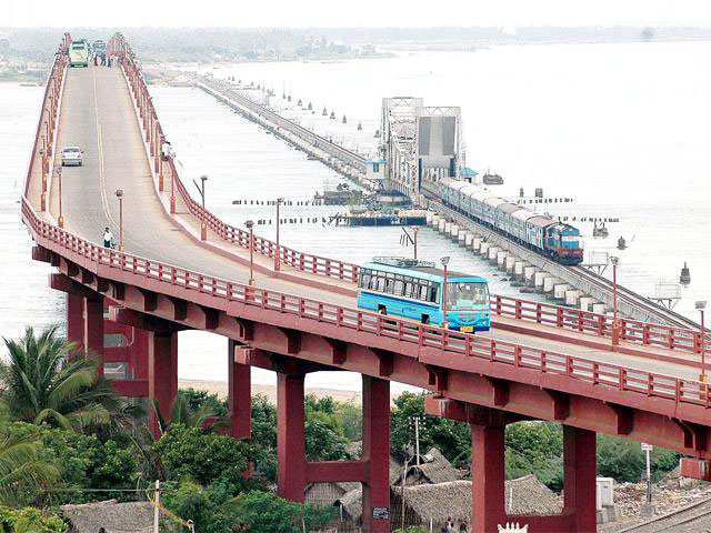 Pamban road bridge